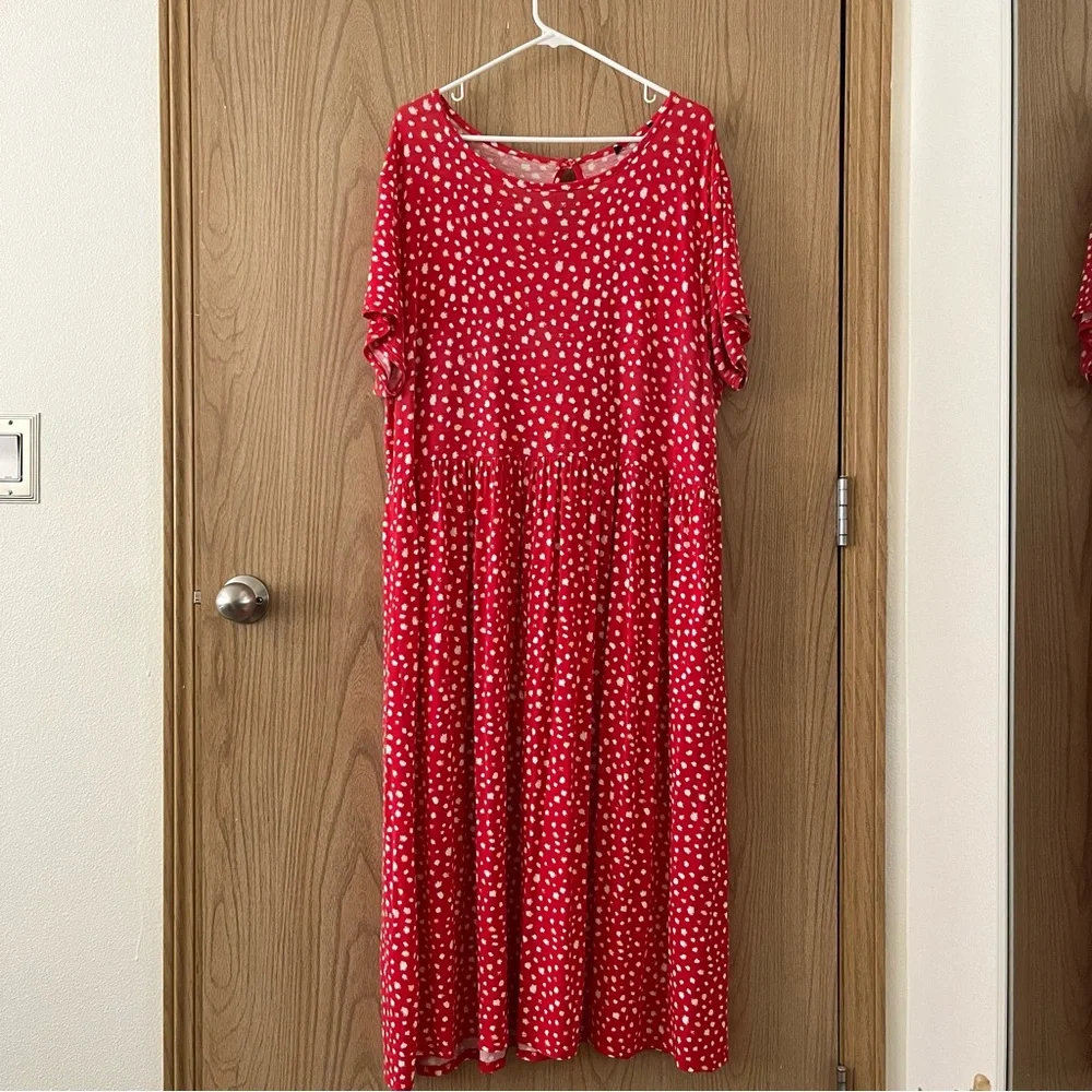 ASOS Wednesday’s Girl Smudge Spot Midi Smock Short Sleeve Dress Plus Size Curve - Picture 2 of 11